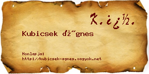 Kubicsek Ágnes névjegykártya